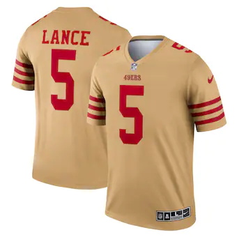 mens nike trey lance gold san francisco 49ers inverted lege